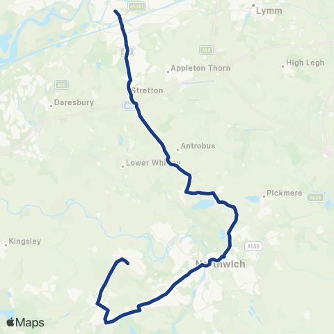Warrington's Own Buses High School - Causeway Hotel map