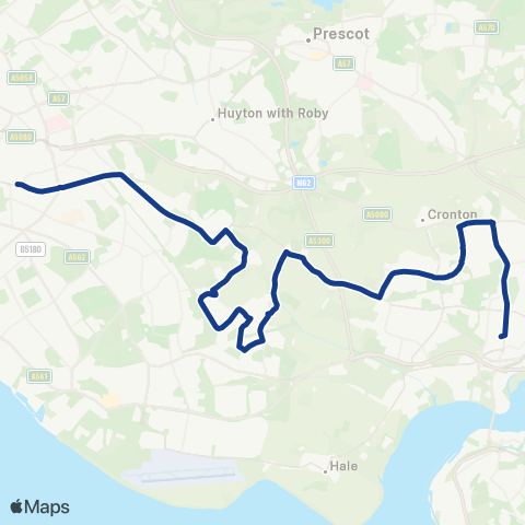 Warrington's Own Buses Mill Lane - Halton College map