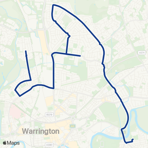 Warrington's Own Buses Harrison Square - Newman High School map
