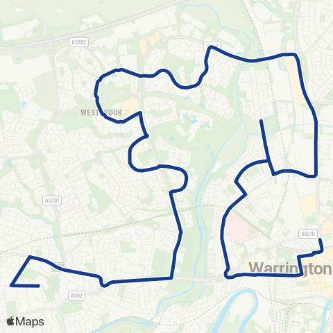 Warrington's Own Buses Penketh High School - Central Station map