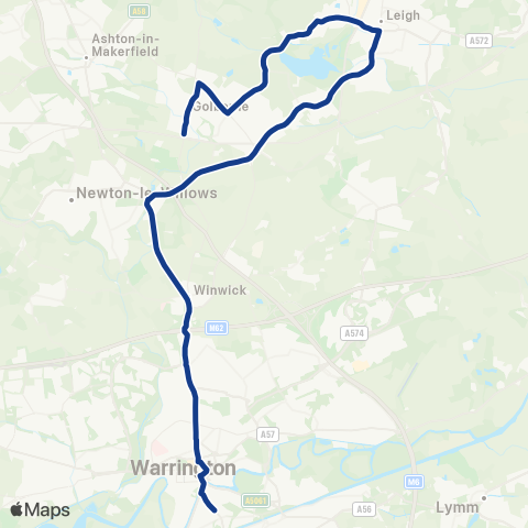 Warrington's Own Buses Queen Anne - Causeway Hotel map