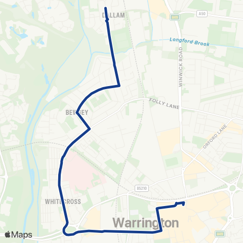 Warrington's Own Buses Warrington Bus Interchange Stand B - Harrison Square map