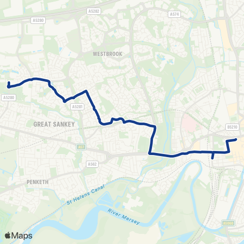 Warrington's Own Buses Warrington Bus Interchange Stand S - United Utilities map
