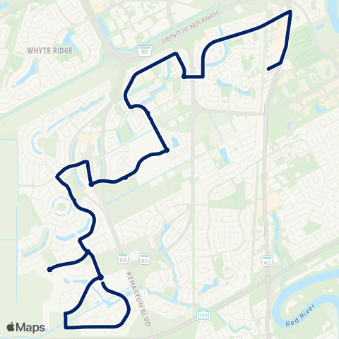 Winnipeg Transit Waverley West - Chancellor map