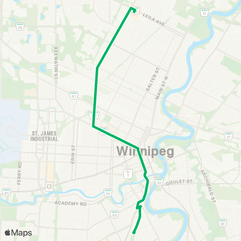 Winnipeg Transit McPhillips - Donald map