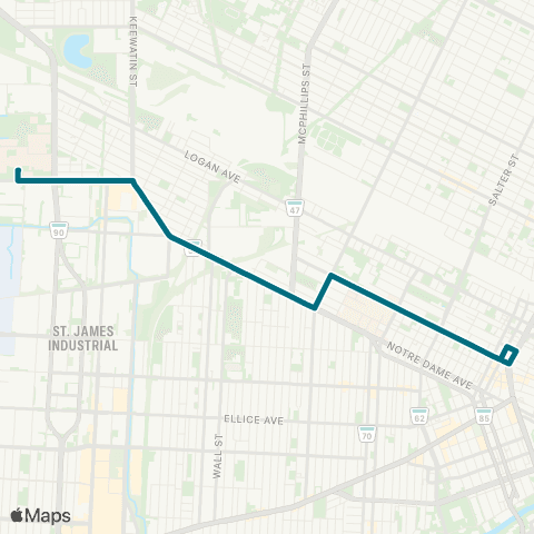Winnipeg Transit Notre Dame map