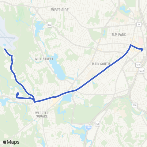 WRTA Airport / Leicester Walmart - Webster Sq map
