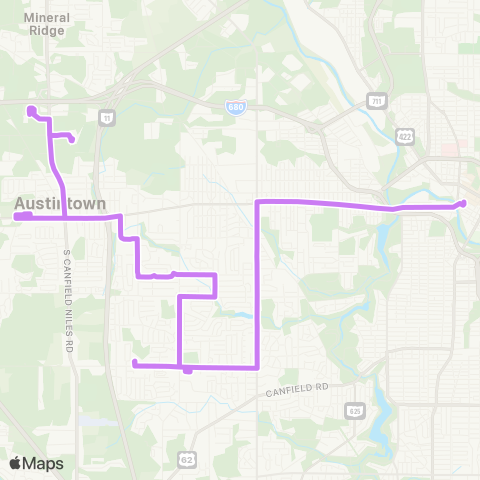 WRTA Austintown Loop map