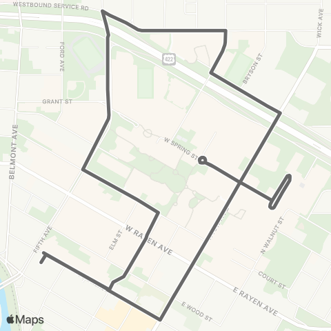 WRTA YSU White Loop map