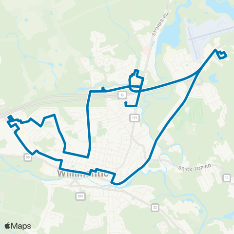 Windham Region Transit District (WRTD) 671 B City Bus Counter Clockwise map