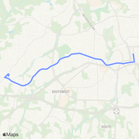 Winston-Salem Transit Authority Peace Haven - Country Club - Vinegar Hill map