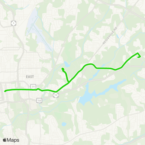 Winston-Salem Transit Authority East Forsyth HS - Old Greensboro Rd map
