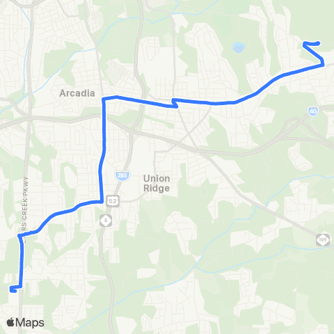 Winston-Salem Transit Authority Peters Creek Walmart - Waughtown Crosstown map