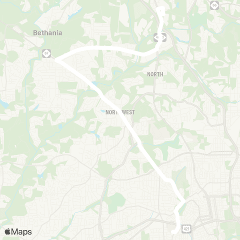 Winston-Salem Transit Authority WSTA-X West map