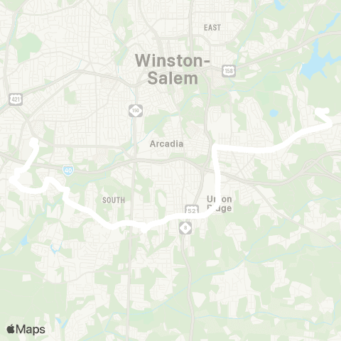 Winston-Salem Transit Authority WSTA X South map