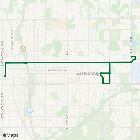 Wichita Transit Textron at Bch / Minneha Elem Sch / E Central / Wesley Medical Ctr / Towne E Mall map