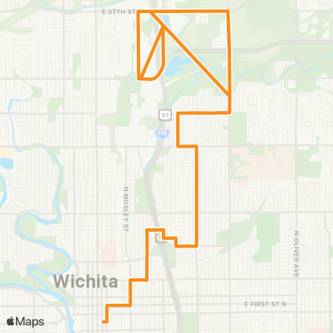Wichita Transit Washington / KU Medical Ctr / N Grove / 25th St / WSU map