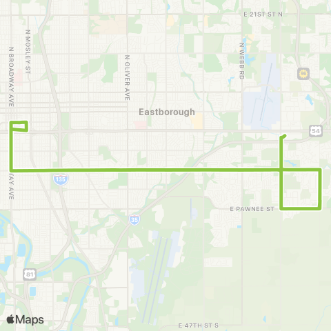 Wichita Transit S Bway / E Harry / SE HS / E Kellogg map