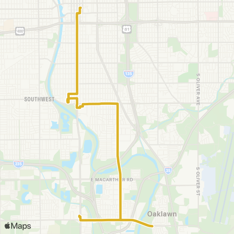Wichita Transit S Bway / Pawnee Plaza / S Hydraulic / 47th St map