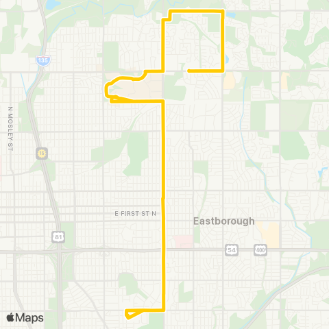 Wichita Transit WSU / Oliver St / WSU South map