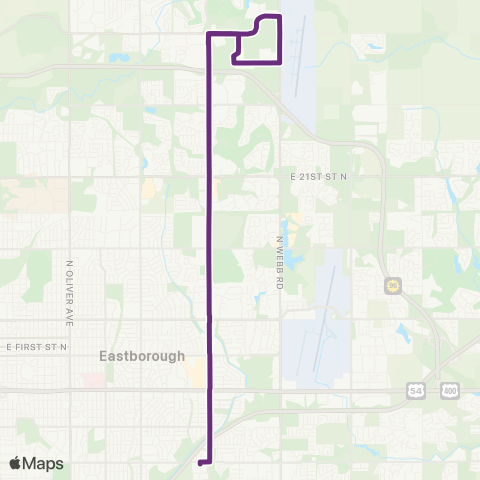 Wichita Transit N Rock / Bradley Fair / Towne E Mall / E Harry map