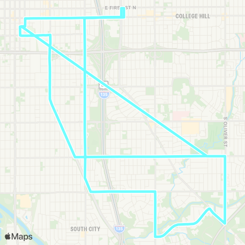 Wichita Transit East High School map