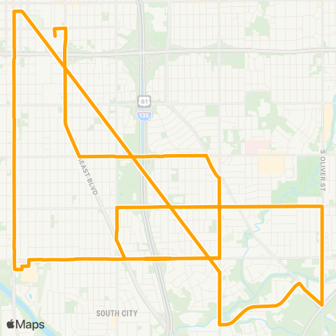 Wichita Transit Mead Middle map