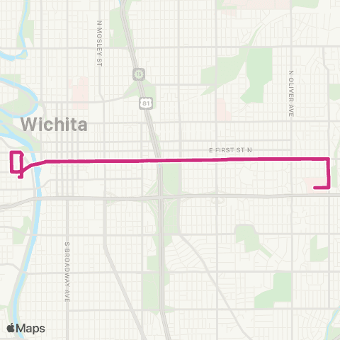 Wichita Transit College Hill map