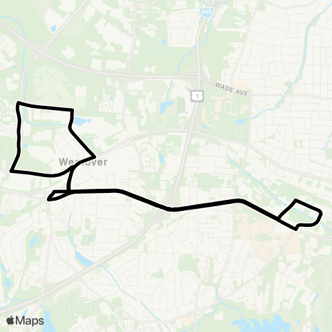Wolfline Football Shuttle ("Red Terror") map
