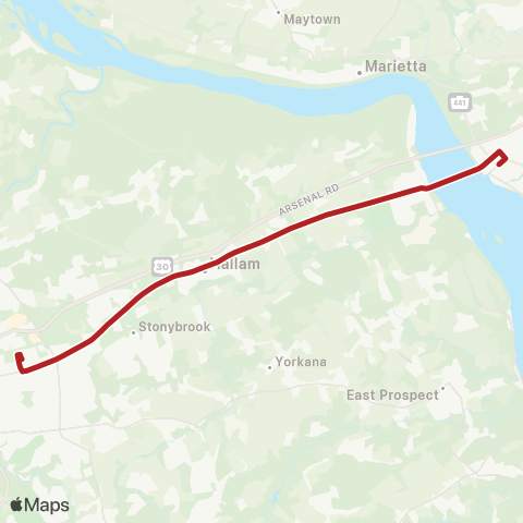rabbittransit York/Adams Wrightsville / Columbia map