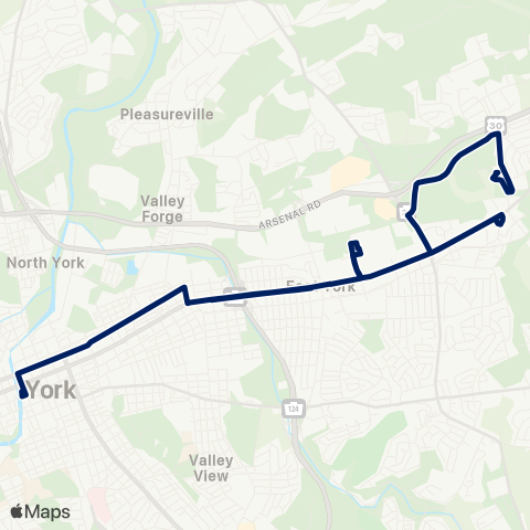 rabbittransit York/Adams East York map