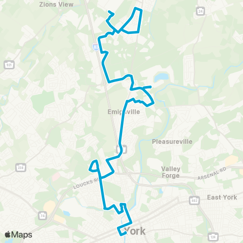 rabbittransit York/Adams HACC / Manchester Ind Park map