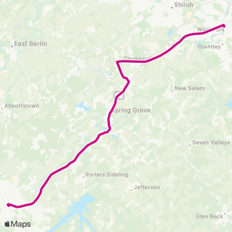 rabbittransit York/Adams York to Hanover map