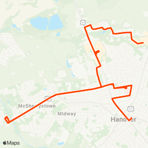 rabbittransit York/Adams North Hanover via Randolph map