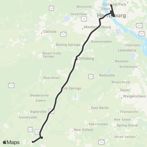 rabbittransit York/Adams Gettysburg Express map