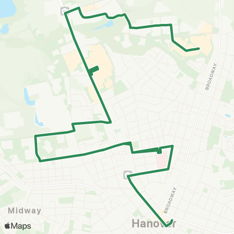 rabbittransit York/Adams North Hanover via Kindig map