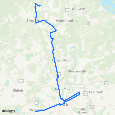 rabbittransit York/Adams Industrial Park Shuttle map