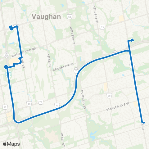 YRT Vaughan Mills / Wonderland map