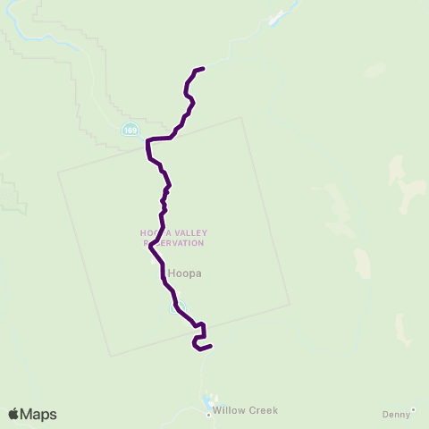 Yurok Tribe Transit Services Creek Route map
