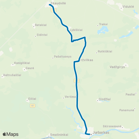 VšĮ „Žaliasis regionas" Jurbarkas - Eržvilkas - Skaudvilė map