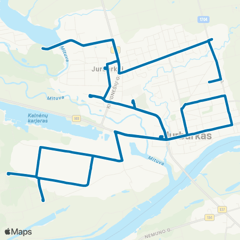 VšĮ „Žaliasis regionas" Lauko G. - Centras - Ligoninė - Kalnėnai - Jurbarkai - Autobusų Parkas map