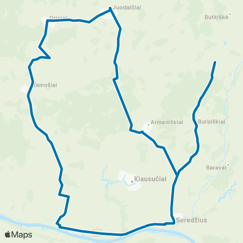 VšĮ „Žaliasis regionas" Seredžius - Vosbutai - Klausučiai - Seredžius map