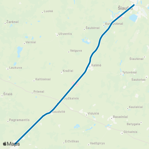 VšĮ „Žaliasis regionas" Tauragė - Kryžkalnis - Kelmė - Šiauliai map