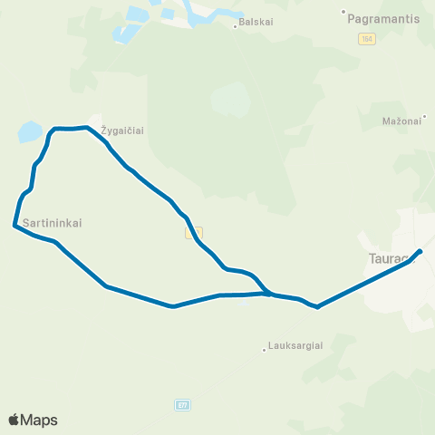 VšĮ „Žaliasis regionas" Tauragė - Žygaičiai - Sartininkai map