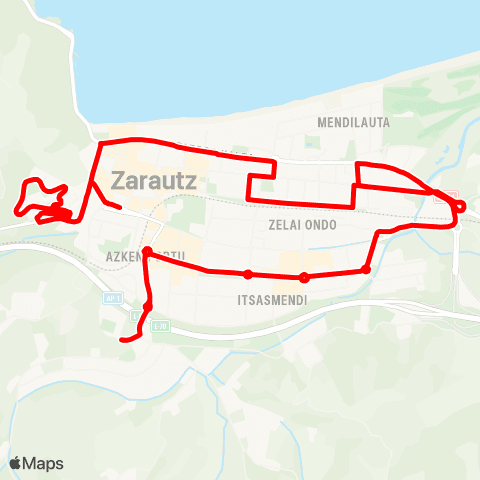 Zarauzko Hiribusa Linea 1 map