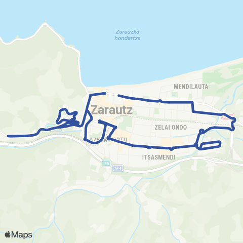Zarauzko Hiribusa Linea 2 map