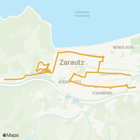 Zarauzko Hiribusa Linea Mixta (Verano) map