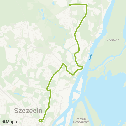 ZDiTM Szczecin Plac Rodła - Zajezdnia Golęcin - Szosa Polska map