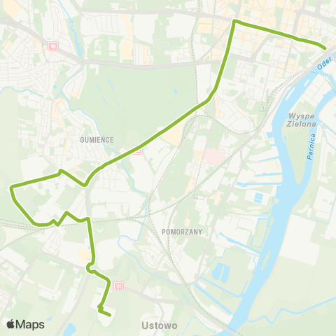 ZDiTM Szczecin Plac Zwycięstwa - Ustowo Auchan map