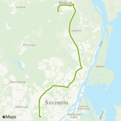 ZDiTM Szczecin Karola Miarki - Police Wyszyńskiego Polana map